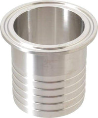 VNE - 2", Clamp Style, Sanitary Stainless Steel Pipe Rubber Hose Adapter - Tube OD Connection, Grade 304 - Eagle Tool & Supply