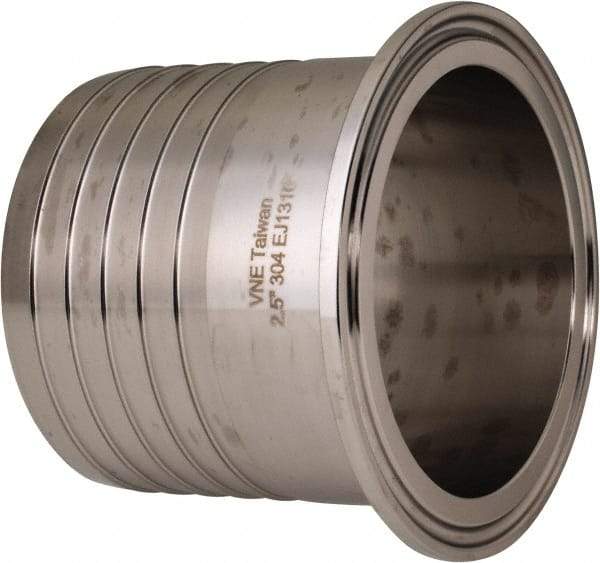 VNE - 2-1/2", Clamp Style, Sanitary Stainless Steel Pipe Rubber Hose Adapter - Tube OD Connection, Grade 304 - Eagle Tool & Supply