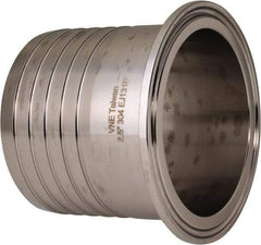 VNE - 2-1/2", Clamp Style, Sanitary Stainless Steel Pipe Rubber Hose Adapter - Tube OD Connection, Grade 304 - Eagle Tool & Supply