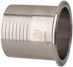 VNE - 3", Clamp Style, Sanitary Stainless Steel Pipe Rubber Hose Adapter - Tube OD Connection, Grade 304 - Eagle Tool & Supply