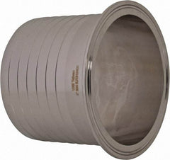 VNE - 4", Clamp Style, Sanitary Stainless Steel Pipe Rubber Hose Adapter - Tube OD Connection, Grade 304 - Eagle Tool & Supply