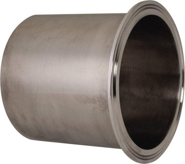 VNE - 4", Clamp Style, Sanitary Stainless Steel Pipe Long Tank Welding Ferrule - Tube OD Connection, Grade 304 - Eagle Tool & Supply