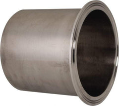 VNE - 4", Clamp Style, Sanitary Stainless Steel Pipe Long Tank Welding Ferrule - Tube OD Connection, Grade 304 - Eagle Tool & Supply