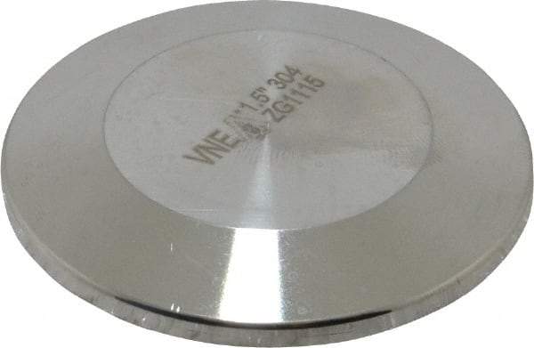 VNE - 1-1/2", Clamp Style, Sanitary Stainless Steel Pipe End Cap - Tube OD Connection, Grade 304 - Eagle Tool & Supply