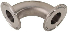 VNE - 1", Clamp Style, Sanitary Stainless Steel Pipe 90° Elbow - Tube OD Connection, Grade 316/316L - Eagle Tool & Supply