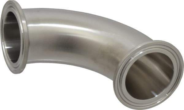 VNE - 1-1/2", Clamp Style, Sanitary Stainless Steel Pipe 90° Elbow - Tube OD Connection, Grade 316/316L - Eagle Tool & Supply