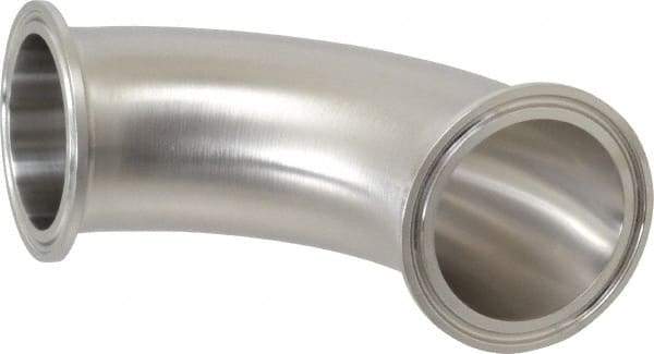 VNE - 2", Clamp Style, Sanitary Stainless Steel Pipe 90° Elbow - Tube OD Connection, Grade 316/316L - Eagle Tool & Supply