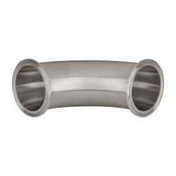 VNE - 2-1/2", Clamp Style, Sanitary Stainless Steel Pipe 90° Elbow - Tube OD Connection, Grade 316/316L - Eagle Tool & Supply