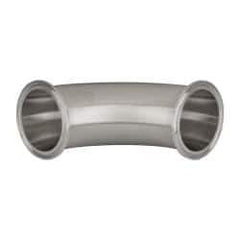 VNE - 2-1/2", Clamp Style, Sanitary Stainless Steel Pipe 90° Elbow - Tube OD Connection, Grade 316/316L - Eagle Tool & Supply