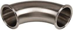VNE - 3", Clamp Style, Sanitary Stainless Steel Pipe 90° Elbow - Tube OD Connection, Grade 304 - Eagle Tool & Supply