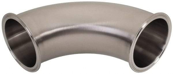 VNE - 4", Clamp Style, Sanitary Stainless Steel Pipe 90° Elbow - Tube OD Connection, Grade 304 - Eagle Tool & Supply