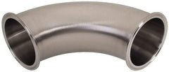 VNE - 4", Clamp Style, Sanitary Stainless Steel Pipe 90° Elbow - Tube OD Connection, Grade 304 - Eagle Tool & Supply
