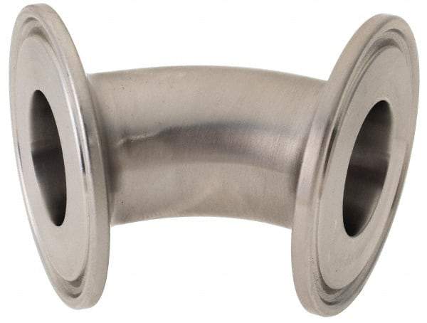 VNE - 1", Clamp Style, Sanitary Stainless Steel Pipe 45° Elbow - Tube OD Connection, Grade 316/316L - Eagle Tool & Supply