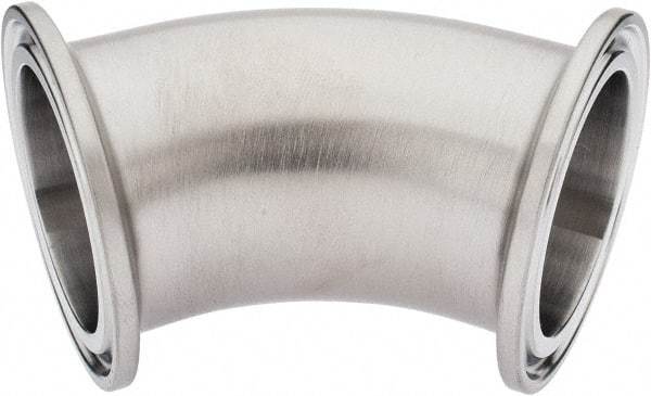 VNE - 1-1/2", Clamp Style, Sanitary Stainless Steel Pipe 45° Elbow - Tube OD Connection, Grade 316/316L - Eagle Tool & Supply