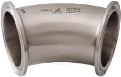 VNE - 2", Clamp Style, Sanitary Stainless Steel Pipe 45° Elbow - Tube OD Connection, Grade 304 - Eagle Tool & Supply