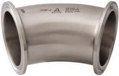 VNE - 2", Clamp Style, Sanitary Stainless Steel Pipe 45° Elbow - Tube OD Connection, Grade 304 - Eagle Tool & Supply