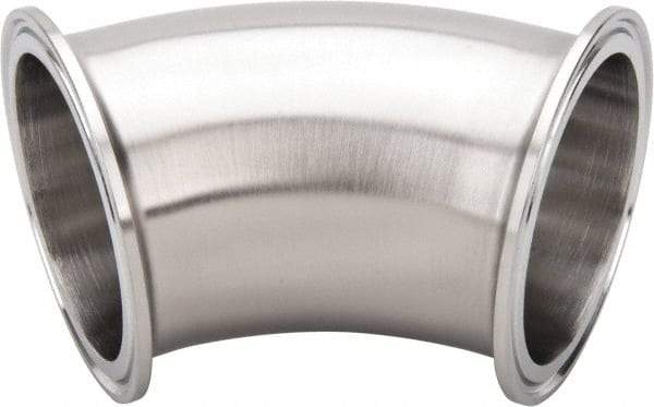 VNE - 2-1/2", Clamp Style, Sanitary Stainless Steel Pipe 45° Elbow - Tube OD Connection, Grade 304 - Eagle Tool & Supply