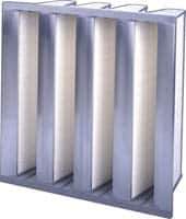Made in USA - 24" Noml Height x 24" Noml Width x 12" Noml Depth, 98% Capture Efficiency, V-Bank Mini-Pleat Air Filter - MERV 15, Microfiberglass, Integrated Plastic Frame, 500 Max FPM, 2,000 CFM, For Any Unit - Eagle Tool & Supply