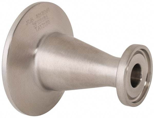 VNE - 1 x 1/2", Clamp Style, Sanitary Stainless Steel Pipe Concentric Reducer - Tube OD Connection, Grade 316/316L - Eagle Tool & Supply
