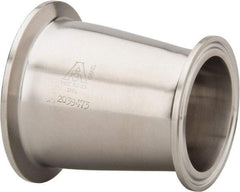 VNE - 2-1/2 x 2", Clamp Style, Sanitary Stainless Steel Pipe Concentric Reducer - Tube OD Connection, Grade 316/316L - Eagle Tool & Supply