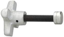 Jergens - 3/8-16 Lobed Shoulder Swivel Pad Tip Steel Thumb Screw - 3-1/8" OAL, 2" Head Diam x 1-1/8" Head Height, Black Oxide (Stem), Cadmium-Plated (Head) & Zinc-Plated (Pad) Finish - Eagle Tool & Supply