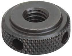 Jergens - 5/8-11" UNC Thread, Black Oxide Finish, Steel Round Knurled High Torque Check Nut - 7/16" Overall Height, 1-3/8" Head Diam, 1-1/8" Base Diam - Eagle Tool & Supply