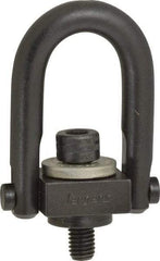 Jergens - 400 Lb Load Capacity Safety Engineered Center Pull Hoist Ring - M8 x 1.25 Thread, 12.5mm Thread Length, Alloy Steel, Black Oxide Finish - Eagle Tool & Supply