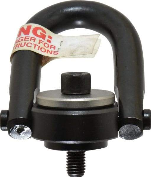 Jergens - 1,050 Lb Load Capacity Safety Engineered Center Pull Hoist Ring - M12 x 1.75 Thread, 19mm Thread Length, Alloy Steel, Black Oxide Finish - Eagle Tool & Supply
