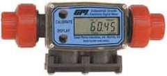 GPI - 1/2" Port Electronic Digital Flowmeter & Totalizer - 150 Max psi, 1.2 to 12 GPM, PVDF - Eagle Tool & Supply