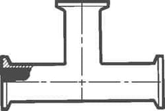 VNE - 2", Clamp Style, Sanitary Stainless Steel Pipe Tee - Tube OD Connection, Grade 316/316L - Eagle Tool & Supply