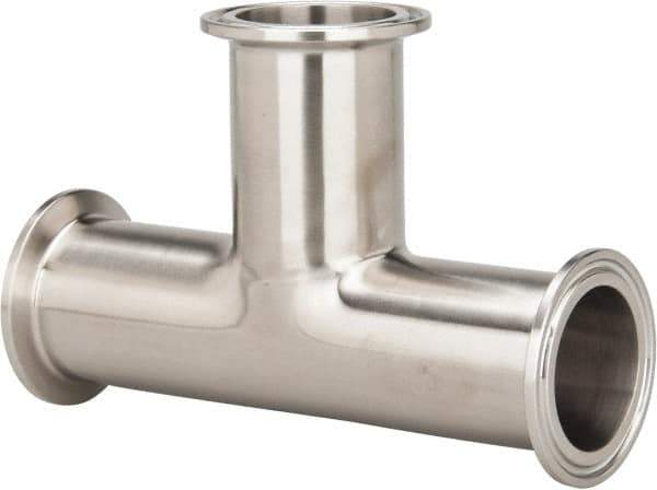 VNE - 1-1/2", Clamp Style, Sanitary Stainless Steel Pipe Tee - Tube OD Connection, Grade 316/316L - Eagle Tool & Supply