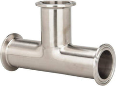 VNE - 1-1/2", Clamp Style, Sanitary Stainless Steel Pipe Tee - Tube OD Connection, Grade 316/316L - Eagle Tool & Supply