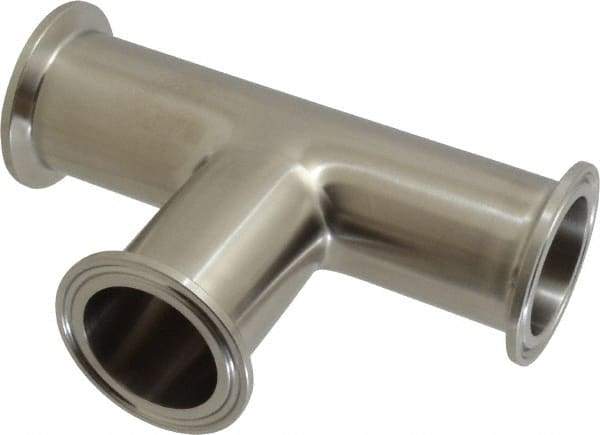VNE - 1-1/2", Clamp Style, Sanitary Stainless Steel Pipe Tee - Tube OD Connection, Grade 304 - Eagle Tool & Supply