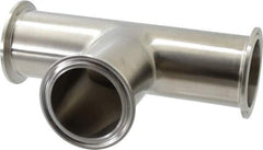 VNE - 2", Clamp Style, Sanitary Stainless Steel Pipe Tee - Tube OD Connection, Grade 304 - Eagle Tool & Supply