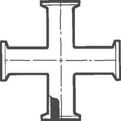 VNE - 2", Clamp Style, Sanitary Stainless Steel Pipe Cross - Tube OD Connection, Grade 304 - Eagle Tool & Supply
