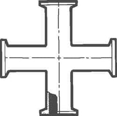 VNE - 4", Clamp Style, Sanitary Stainless Steel Pipe Cross - Tube OD Connection, Grade 304 - Eagle Tool & Supply