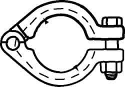 VNE - 2-1/2", E-Line Style, Sanitary Stainless Steel Pipe Unpolished Clamp with Bolt - Tube OD Connection, Grade 304 - Eagle Tool & Supply