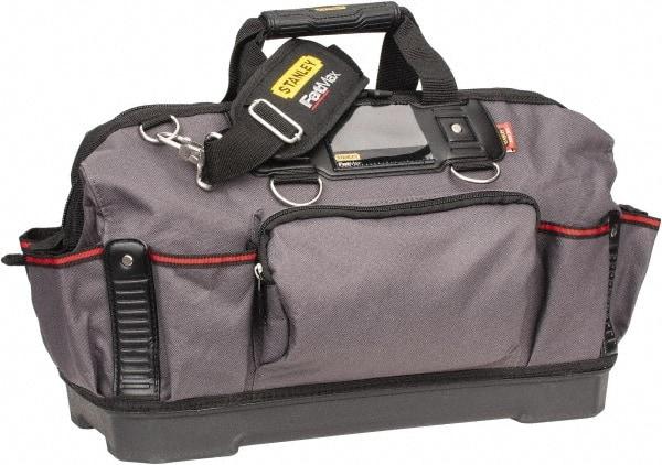 Stanley - 16 Pocket Black & Gray Polyester Tool Bag - 9-1/4" Wide x 19-1/4" Deep x 12-3/4" High - Eagle Tool & Supply