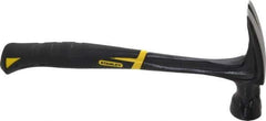 Stanley - 1 Lb Head, Straight Rip Claw Nail Hammer - 13-1/2" OAL, Forged Steel Head, 1-3/16" Face Diam, Smooth Face, Steel Handle with Grip - Eagle Tool & Supply