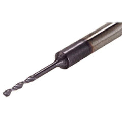 Iscar - 1.7mm 140° Solid Carbide Jobber Drill - TiAlN Finish, Right Hand Cut, Spiral Flute, Straight Shank, 46mm OAL, Standard Point - Eagle Tool & Supply