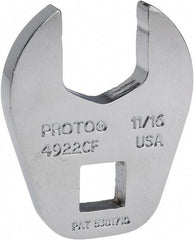 Proto - 11/16" 3/8" Drive Chrome Open End Crowfoot Wrench - 1.54" Head Diam x 1/4" Head Thickness - Eagle Tool & Supply