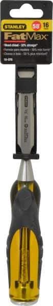 Stanley - 9" OAL x 5/8" Blade Width Wood Chisel - 5/8" Tip, Patented Bi-Material Break Resistant Handle - Eagle Tool & Supply