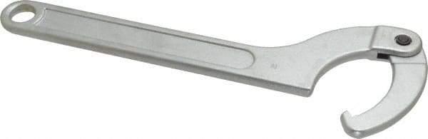 Facom - 3-5/32" to 4-23/32" Capacity, Satin Chrome Finish, Adjustable Hook Spanner Wrench - 13-37/64" OAL, 7/32" Hook Pin Height - Eagle Tool & Supply