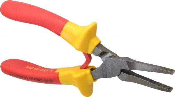 Facom - 6-19/32" OAL, 1-13/16" Jaw Length x 11/32" Jaw Width, Long Nose Insulated Pliers - Serrated Jaw, Flat Nose Head, Cushion Grip Handles - Eagle Tool & Supply