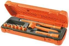 Facom - 9 Piece 3/8" Drive Socket Set - 12 Points, 8mm to 14mm Range, Metric Measurement Standard - Eagle Tool & Supply