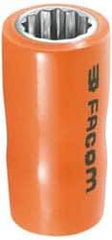 Facom - 3/8" Drive, Deep Hand Socket - 12 Points, 3" OAL, Alloy Steel - Eagle Tool & Supply