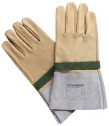 Facom - Size L (9), 11-13/16" Long, Silicone Leather Protector - 1,000 AC Max Use Voltage, Tan/Gray, Wear Over Latex Insulating Gloves - Eagle Tool & Supply