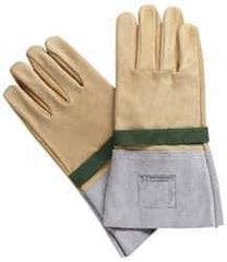 Facom - Size L (9), 11-13/16" Long, Silicone Leather Protector - 1,000 AC Max Use Voltage, Tan/Gray, Wear Over Latex Insulating Gloves - Eagle Tool & Supply