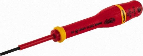 Facom - 150mm OAL Standard Slotted Screwdriver - 100mm Blade Length, Round Shank, Ergonomic Handle - Eagle Tool & Supply