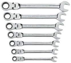 GearWrench - 7 Piece, 3/8" to 3/4", Ratcheting Combination Wrench Set - Inch Measurement Standard, Chrome Finish, Comes in Tray - Eagle Tool & Supply